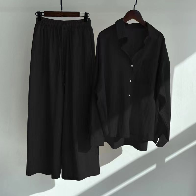 THÉA – Set di 2 pezzi in lino | Camicia & pantaloni larghi