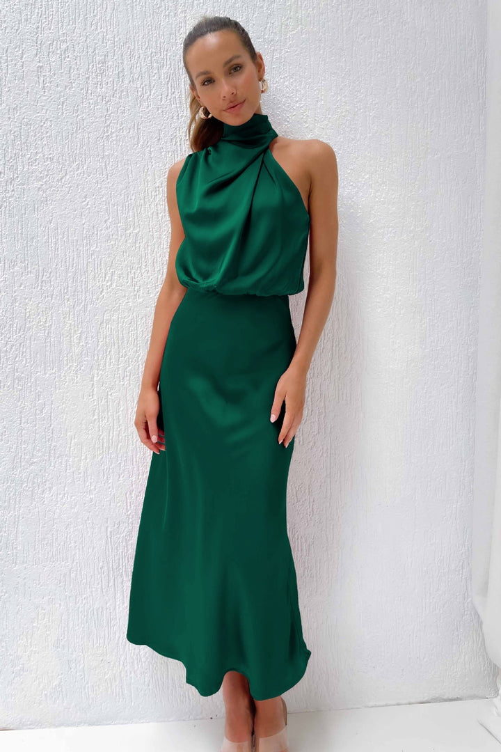 Lydia | Abito lungo con scollatura a halterneck