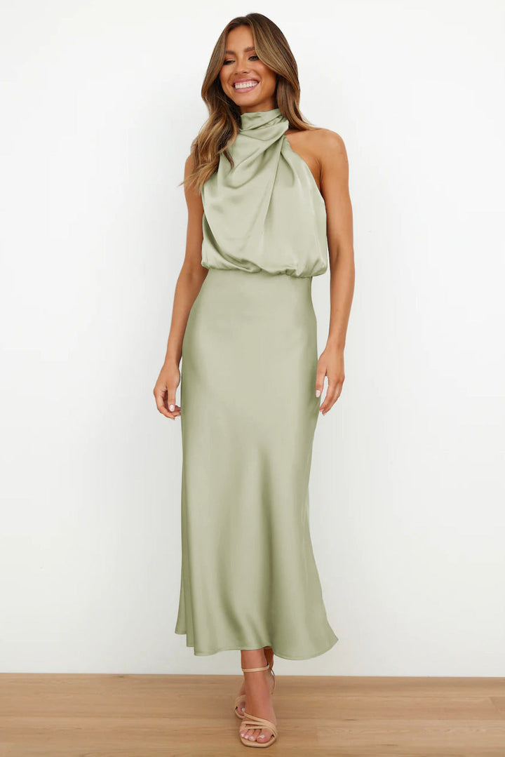 Lydia | Abito lungo con scollatura a halterneck