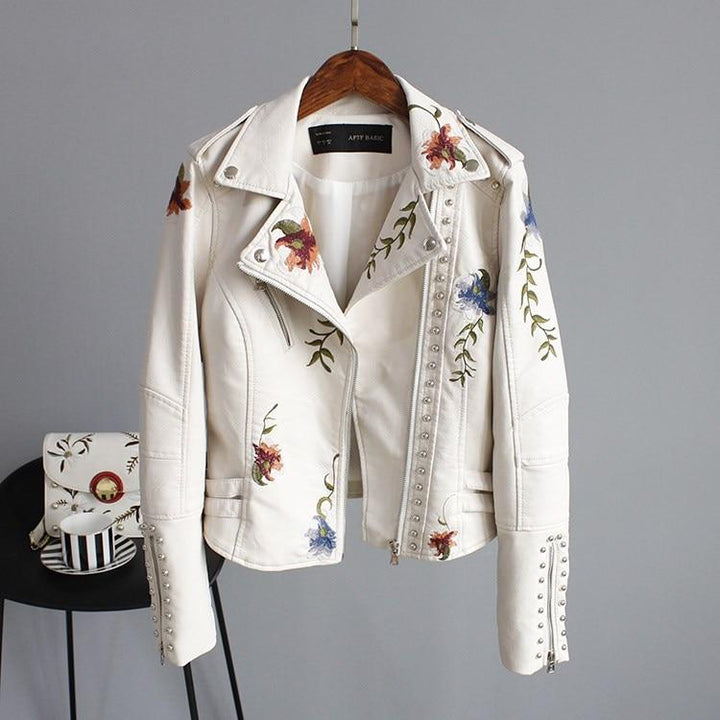 Ella | Giacca in Pelle Ricamata e Stilosamente Elegante