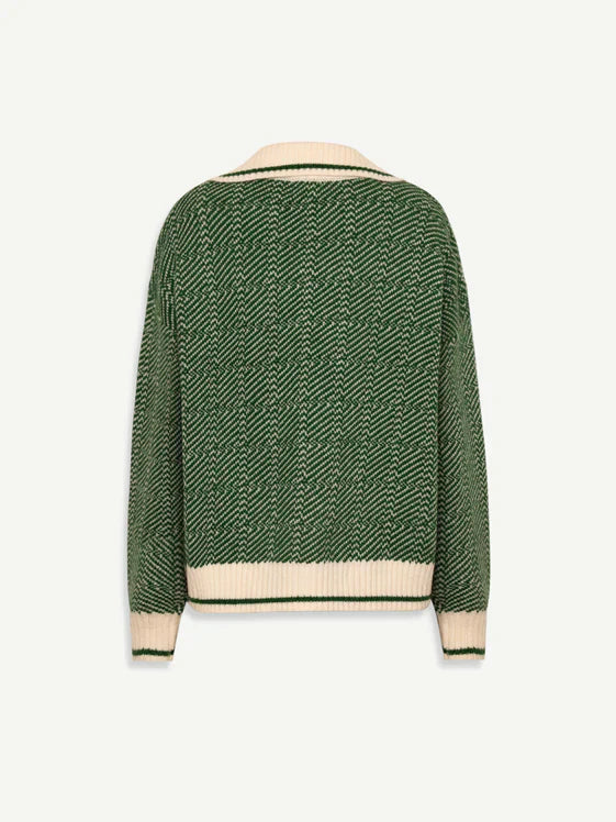 EMILIA™ | MAGLIONE VERDE CON SCOLLO A V