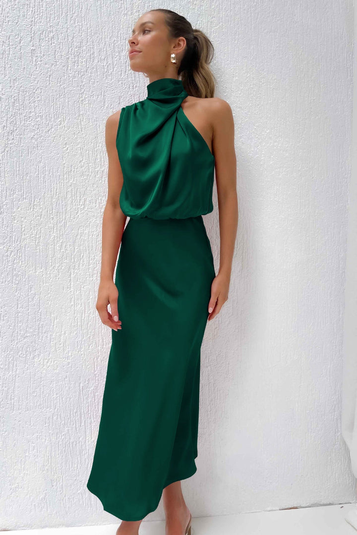 Lydia | Abito lungo con scollatura a halterneck