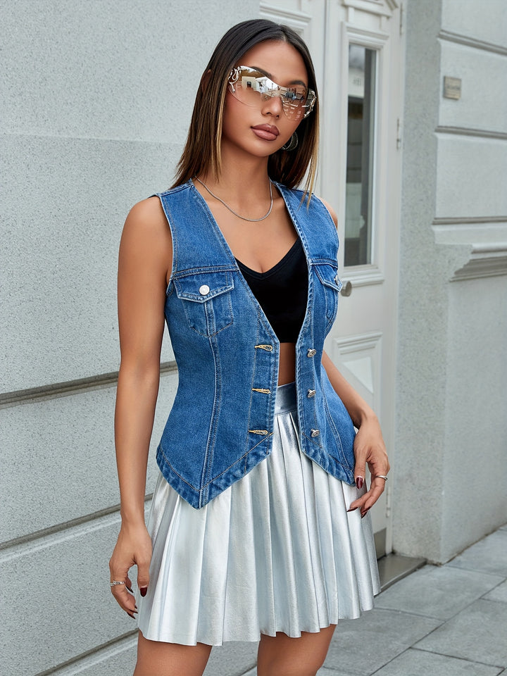 Gilet Corto in Denim da Donna