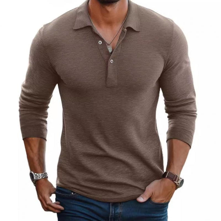Polo Shirt Slim Fit a Maniche Lunghe in Cotone Mistoe Casual da Uomo 88616993M